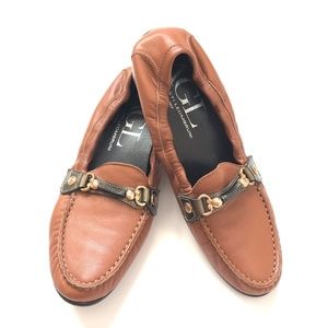 AGL Italian Brown Leather Loafer Flats